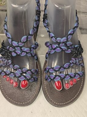 RABBIT RABBIT BRAIDED ROME SANDAL PURPLE BLACK BLUE BOHO BEACH WOMENS 39
